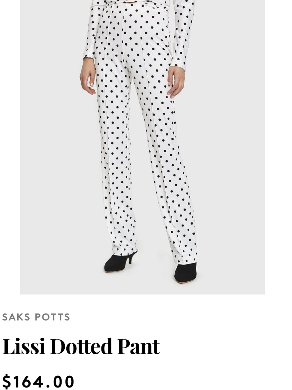 Saks Potts White Wide-Leg Polka Dot Pants